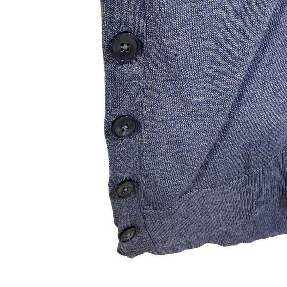 J.Crew V-Neck Sweater With Side Buttons in Linen Blend Blue Size M - Picture 2 of 7